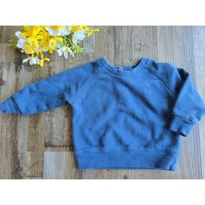 Vintage Ralph Lauren Baby Boy's Blue Cotton Long Sleeve Crewneck Sweatshirt 9M